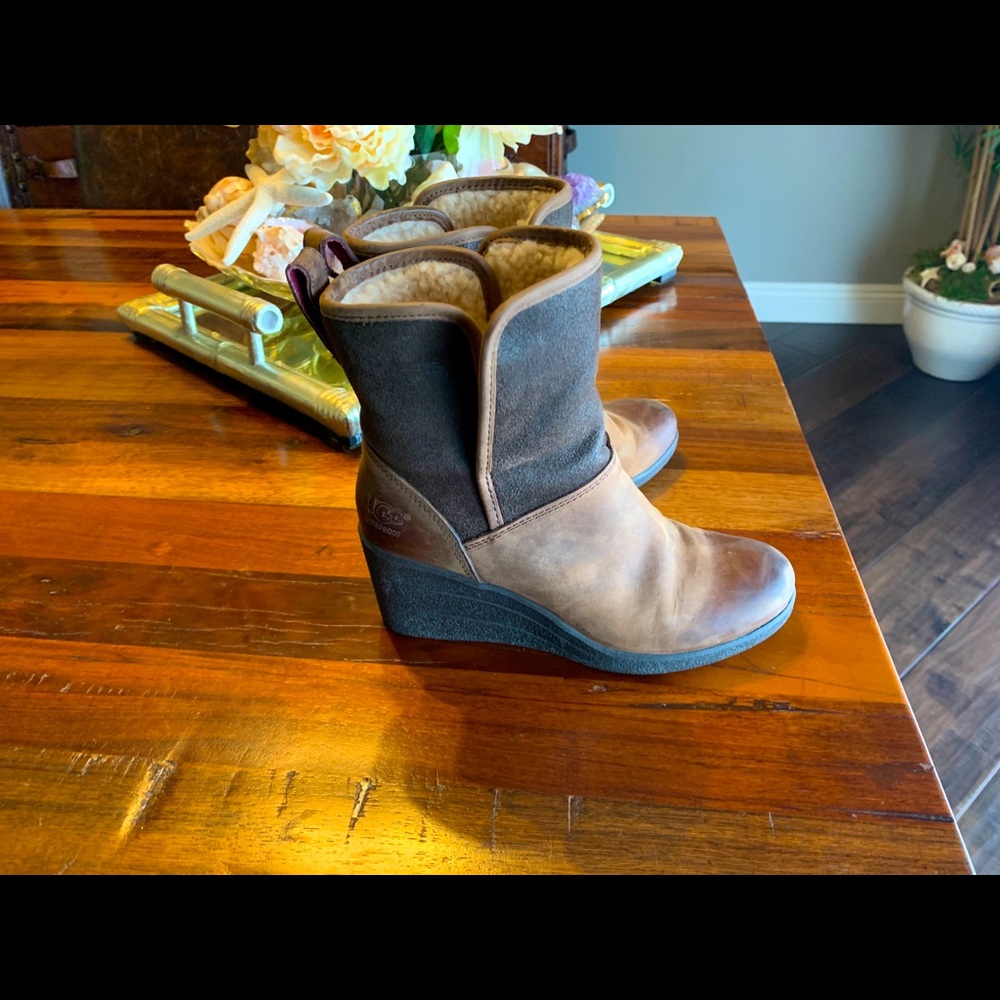 Ugg’s rustic wedge boot in brown leather
